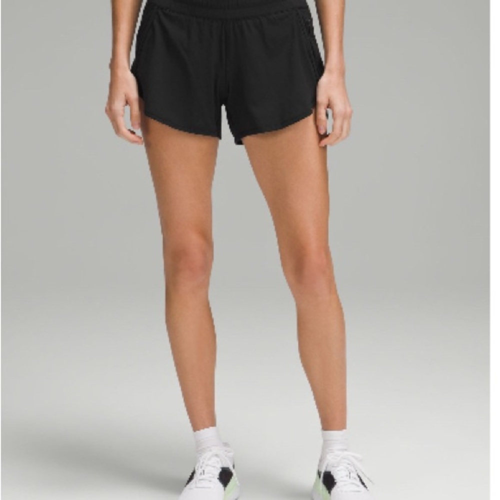 Lululemon tracker low rise lines shorts black. 4” size 20